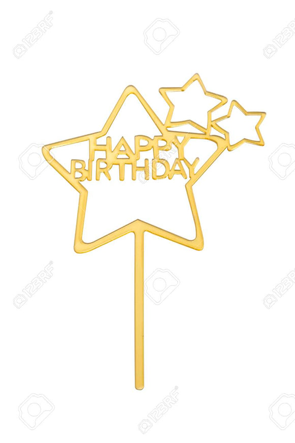 CAKE TOPPER HAPPY BIRTHDAY GOLD STAR 1s
