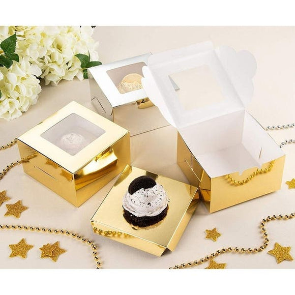 GOLD CAKE BOX WITH WINDOWS 1'S