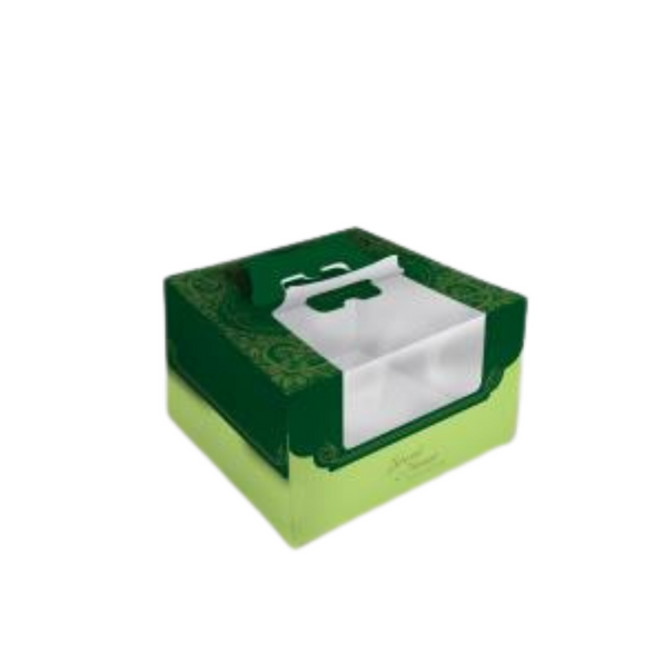 RAYA SQUARE BOX W/WINDOW GREEN 6.5X6.5X6