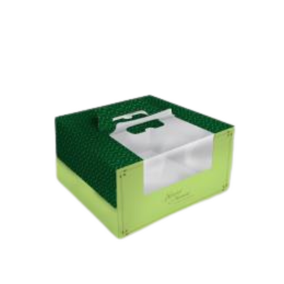 RAYA SQUARE BOX W/WINDOW GREEN 8X8X5.5