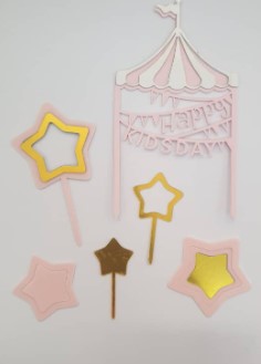 CAKE TOPPER H.BIRTDAY TENT 3s